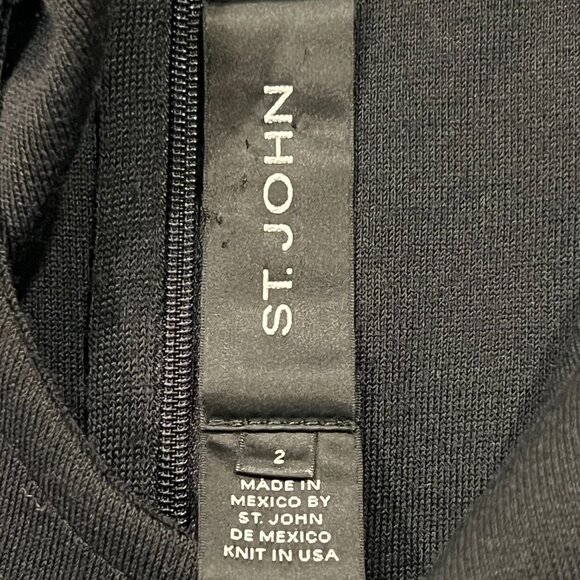 St John Knee Length Knit Sheath Dress, Black 2 - Picture 3 of 7